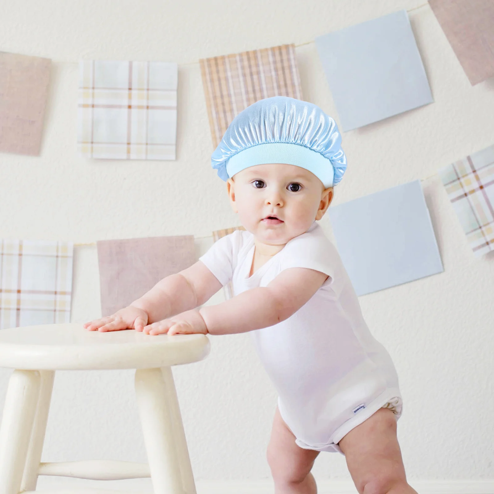 8 قطع من قبعات النوم المرنة للأطفال لحماية الشعر، قبعة نوم ناعمة قابلة للتنفس للأطفال الصغار، قبعة واسعة النطاق، غطاء شعر #4