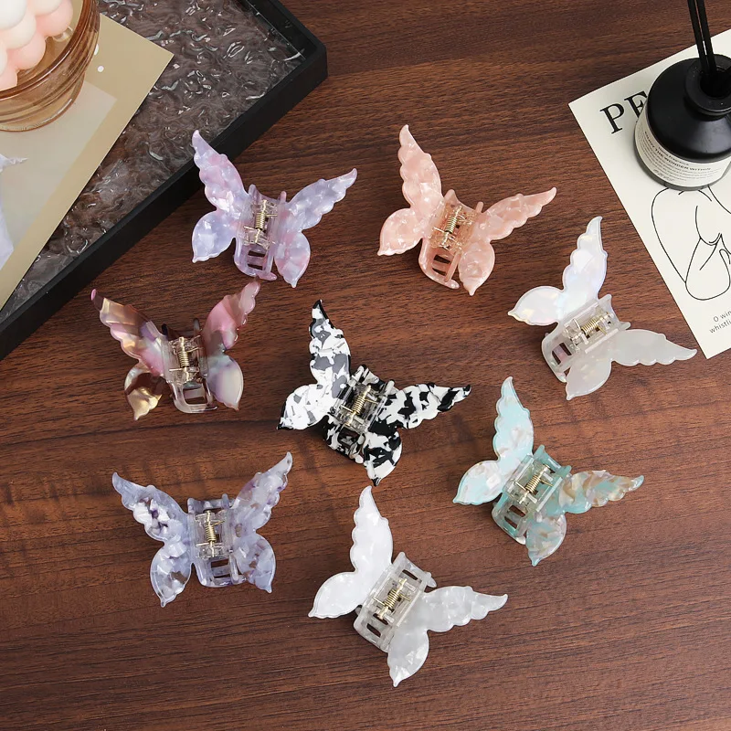 

Acetate Butterfly Hair Claw Colorful French Style Hair Styling Tools Accessories Retro Elegant Hair Clamps Women Sweet Hairpins