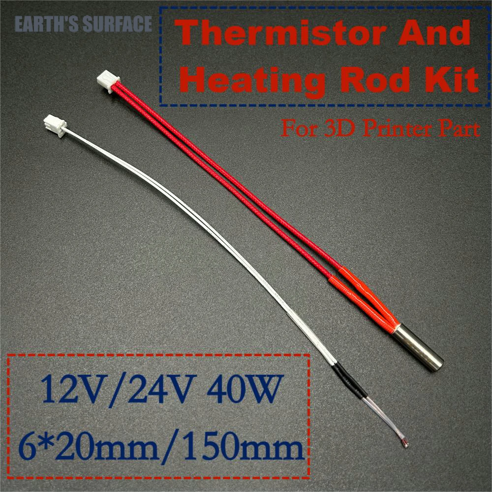 Części do drukarek ES-3D Podgrzewacz wkładu 12V/24V 40W 6*20mm 150mm 100K NTC 3950 Termistory do części do wytłaczarek MK8 Część grzewcza