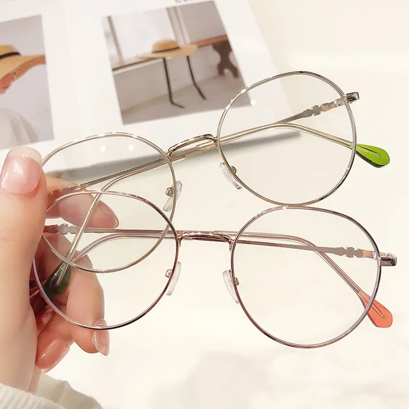 New Fashion Retro Metal Glasses for Women Anti Blue Light Round Frame Female Vintage Optical Spectacles Очки Для Работы За Пк