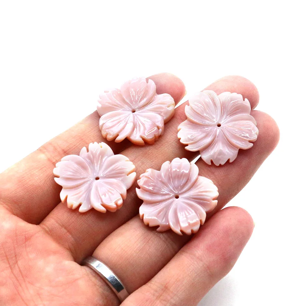 Natural Pink Shell Carving Flower Pendant 20-25mm Making Lovely and Elegant Ladies Jewelry Gift DIY Necklace Earring Bracelet