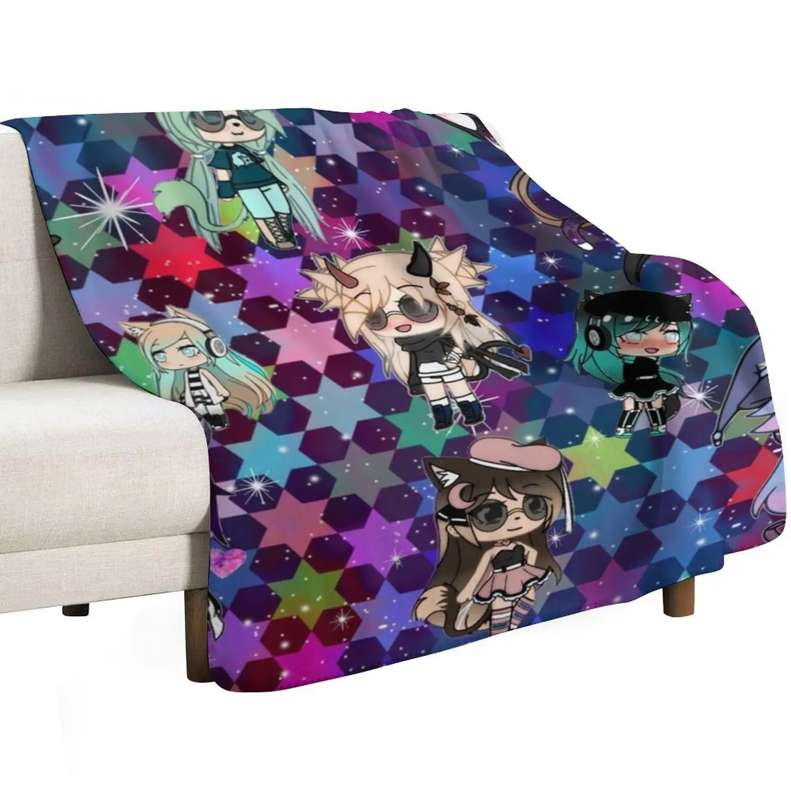 

Gacha Life Girl bundle pack stars Throw Blanket For Decorative Sofa Extra Large Throw warm winter decorative Blankets
