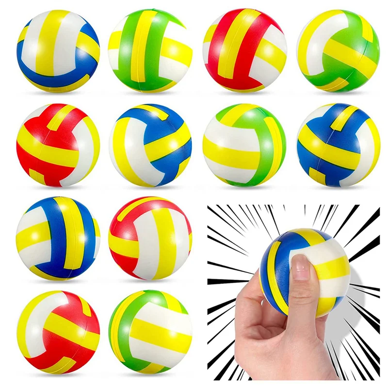 24 Uds Mini pelotas antiestrés de voleibol pelota deportiva de espuma para aliviar el estrés pelota de voleibol pequeña y suave relleno de regalo-Y44A