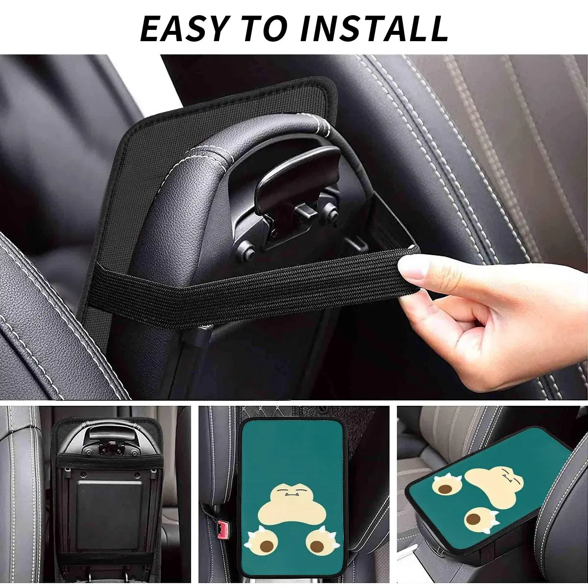 Snorlax Center Console Cover Pad for Cars Japanese Anmie Auto Interior Armrest Cover Mat