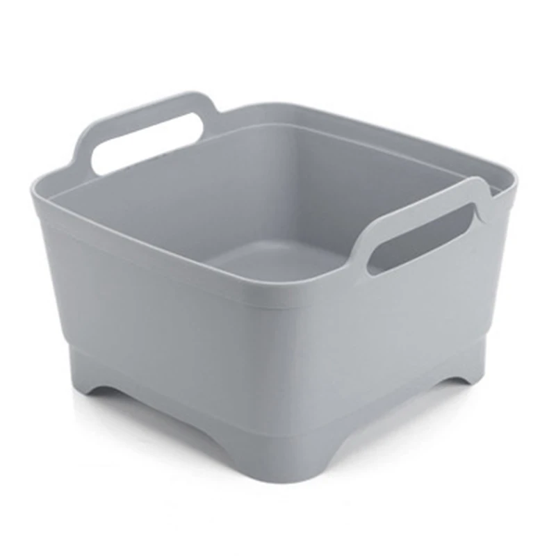 Hot Wash Basin With Drain Plug Carry Handles For 9L Capacity, Fruits Drainer Basket Vegetable Sink Colander Dishpan