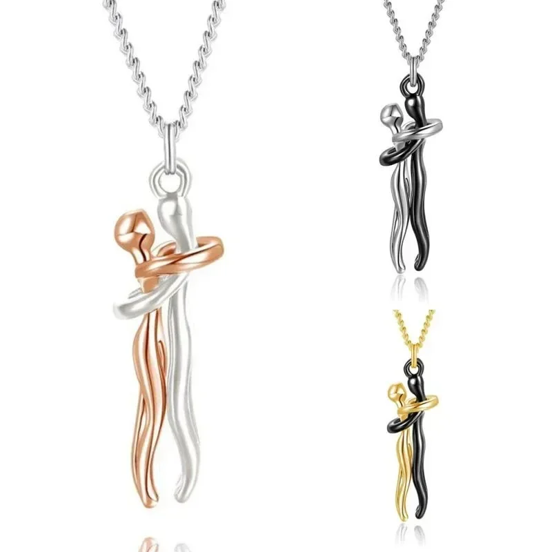 موضة المعانقة قلادة مجوهرات المختنق عناق سلسلة بدلاية الرجال القلائد لمحبي النساء زوجين الرجال سيدة أنثى الذكور هدية