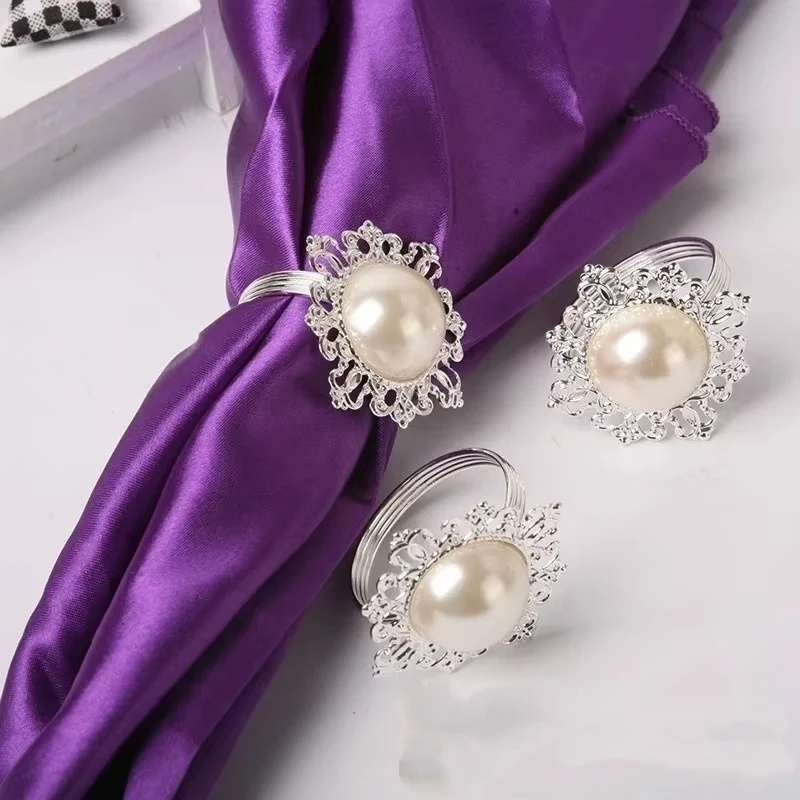 Pretty New Design Pearl Napkin Ring Serviette Holder Household Table Decor Wedding Banquet Dinner Favor Gift Accessory Supplies