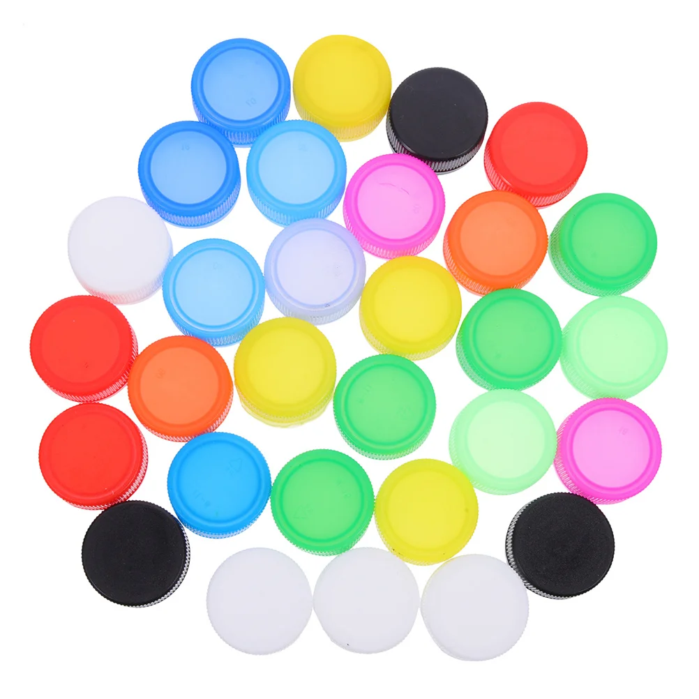 150 個のプラスチックキャップカラフルな Diy クラフト蓋再利用可能なボトルシールキャップ用プラスチック蓋水ボトル手芸用