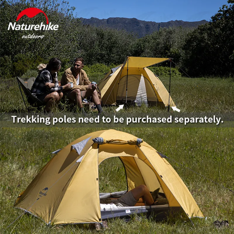 Naturehike Tent P Series Classic Camping Tent 2 3 4 Persons Aluminum Pole Polyester Fabric Tourist Tent Famliy Tent NH15Z003-P