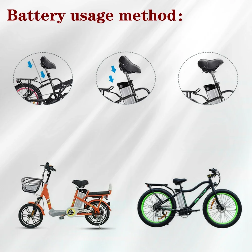 48 V oplaadbare batterij 10Ah/15Ah/20Ah 18650 met BMS aluminium behuizing antidiefstalslot HAIBA fietsaccu, opvouwbare auto-accu