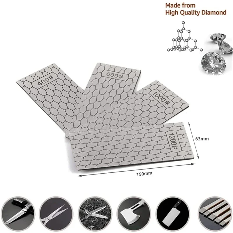 Diamond Knives Sharpening Stone 400# 1000# 600# Grindstone Knife Sharpener Ultra-thin Honeycomb Surface Whetstone Set