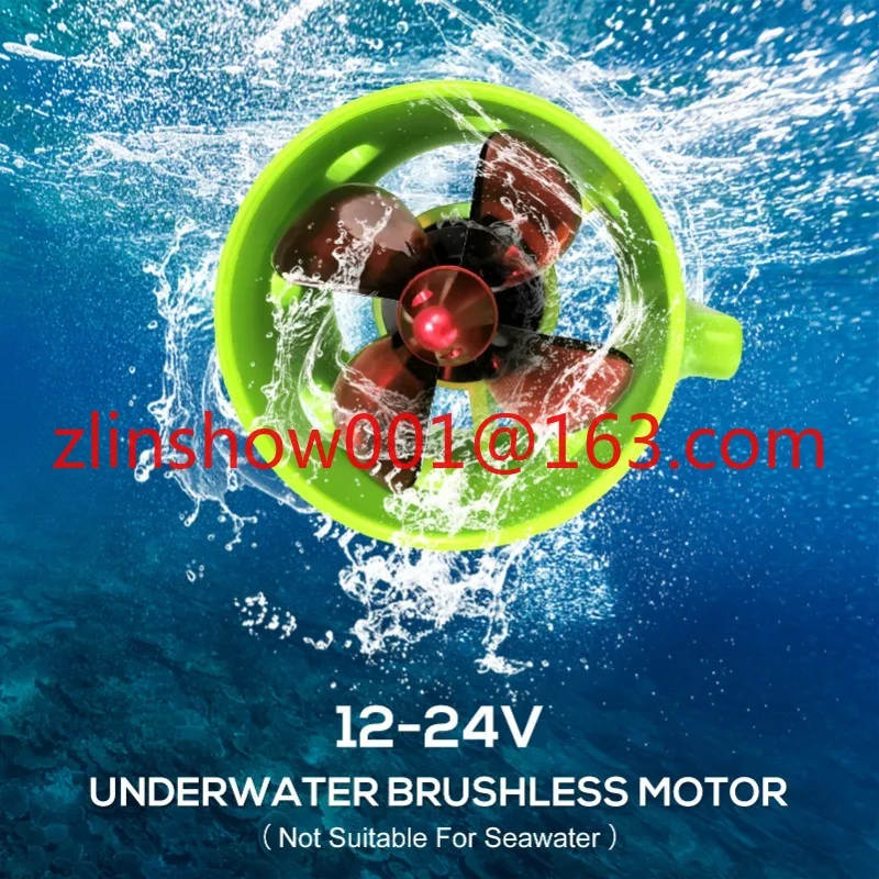 1000KV Underwater Brushless Motor Clockwise with 4-Blade Propellers 12-24V Waterproof Electric Motor Drive Engine for Bait Boat