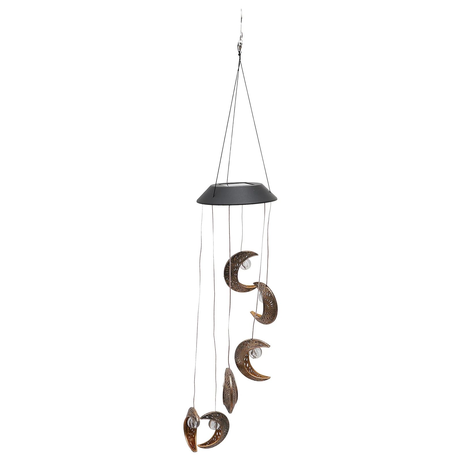 

Solar Wind Chime Lamp Moon Shaped Outdoor Garden Hanging Decoration Night Light Plastic Iron Material Romantic