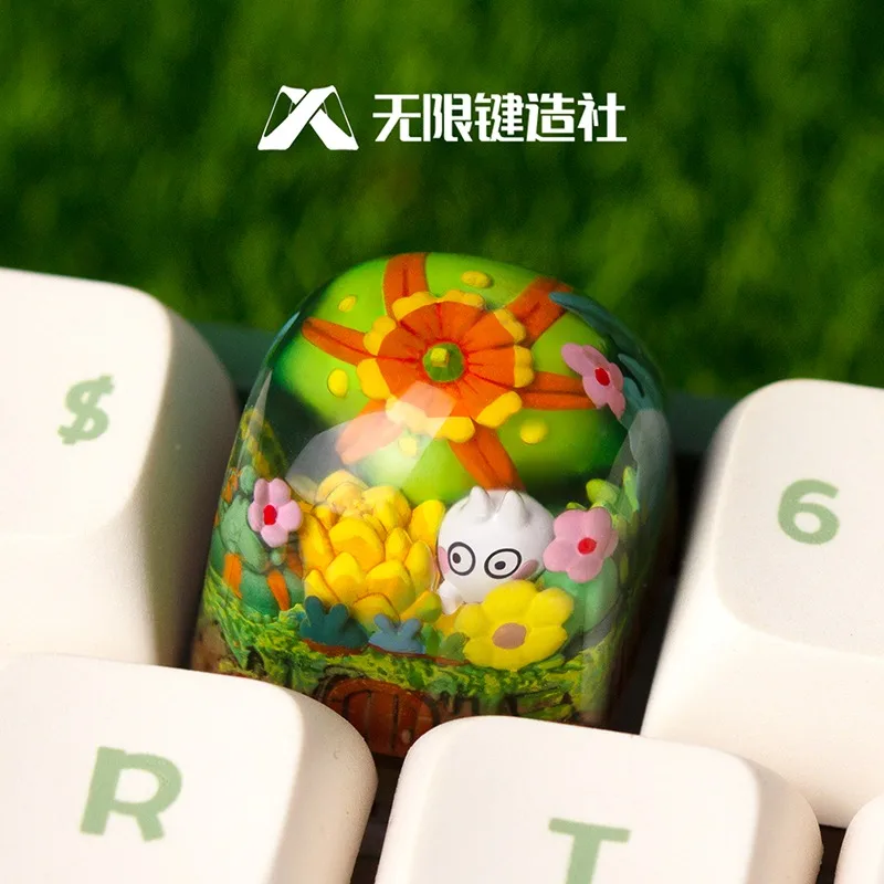 Succulents Theme Mechanical Keyboard Epoxy Resin Custom Artisan Keycap PC Gaming Keyboard Point Keycap DIY Collectible Gift