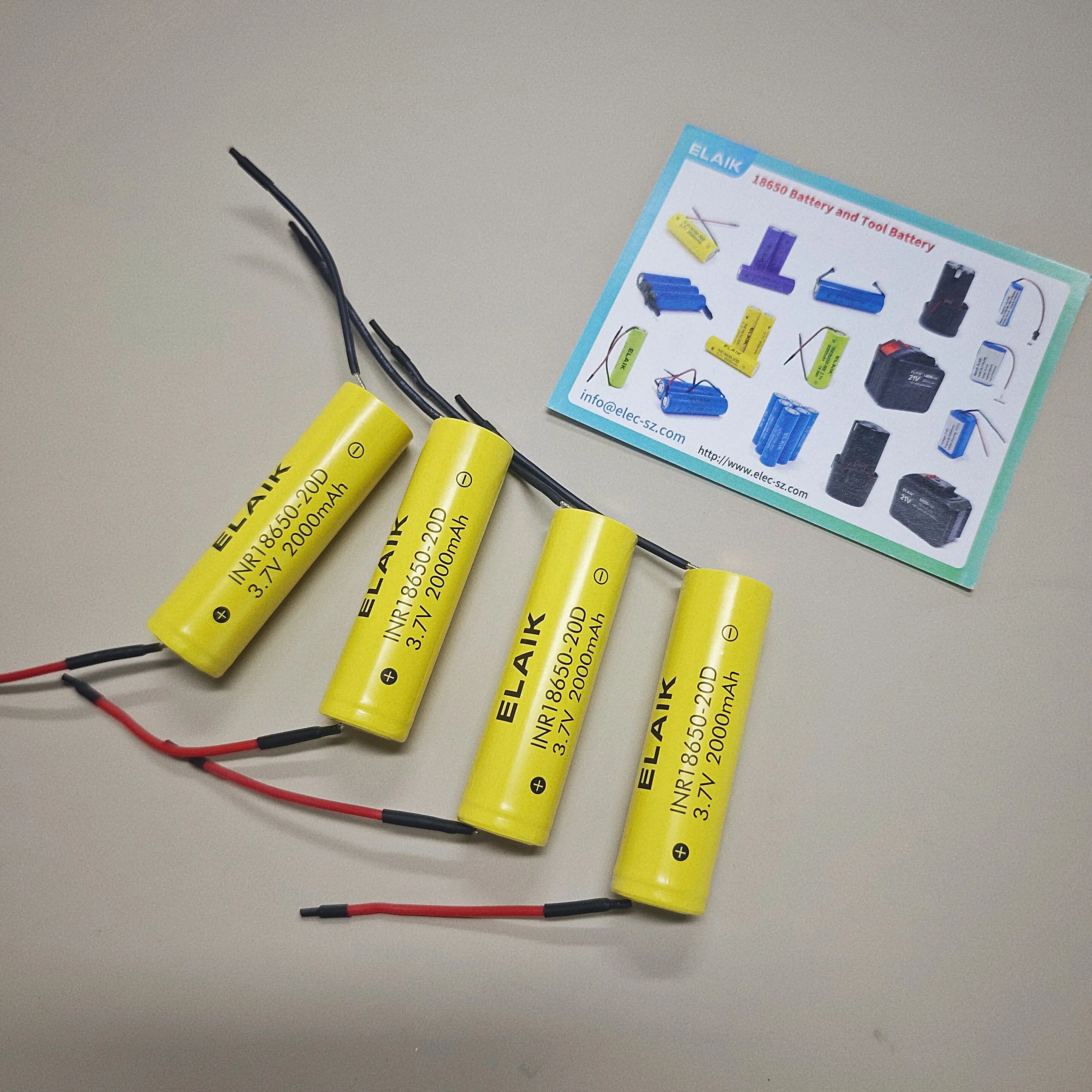 2-10pcs 3.7V INR18650 Lithium Battery 2000mAh Rechargeable Power Cells 20D with DIY cable for Electric Screwdriver