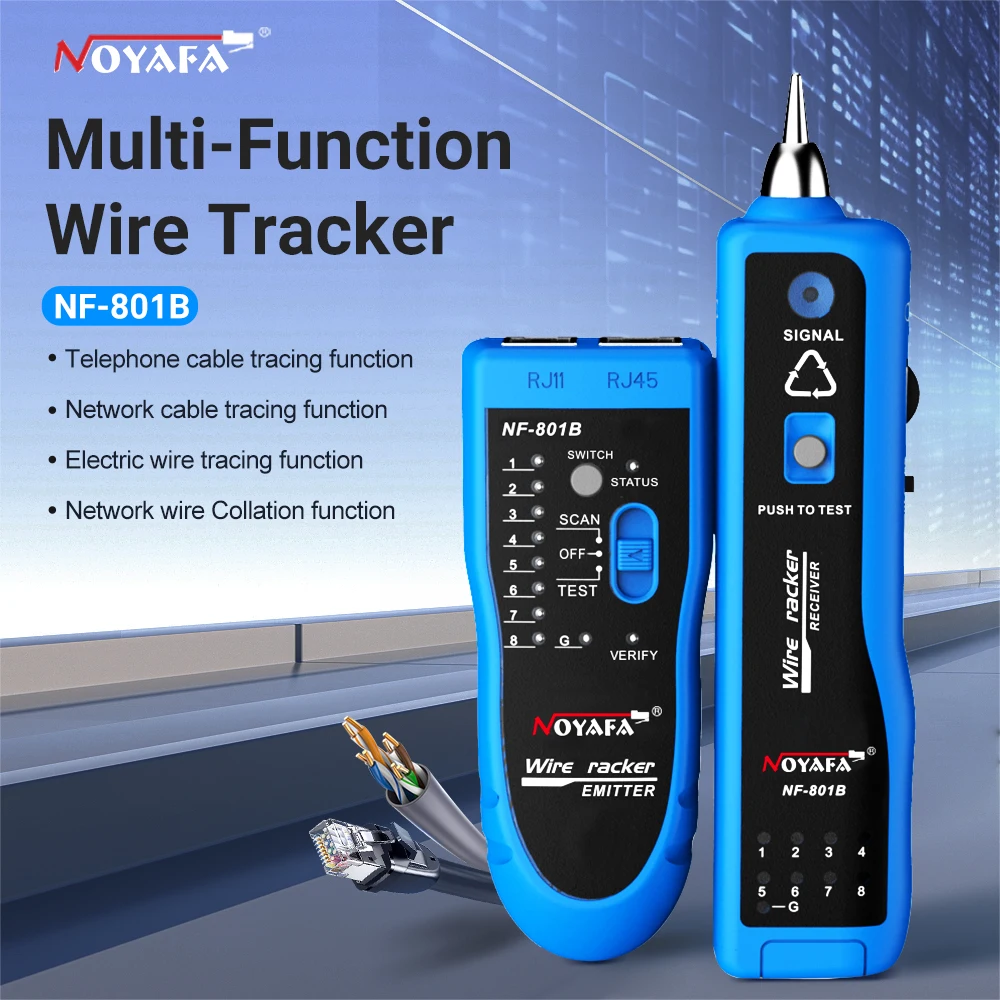 

Noyafa NF-801B Network Cable Tester Ethernet Wire Tracker Multifunction Cable Tracker RJ11 RJ45 Line Finder Network Tools