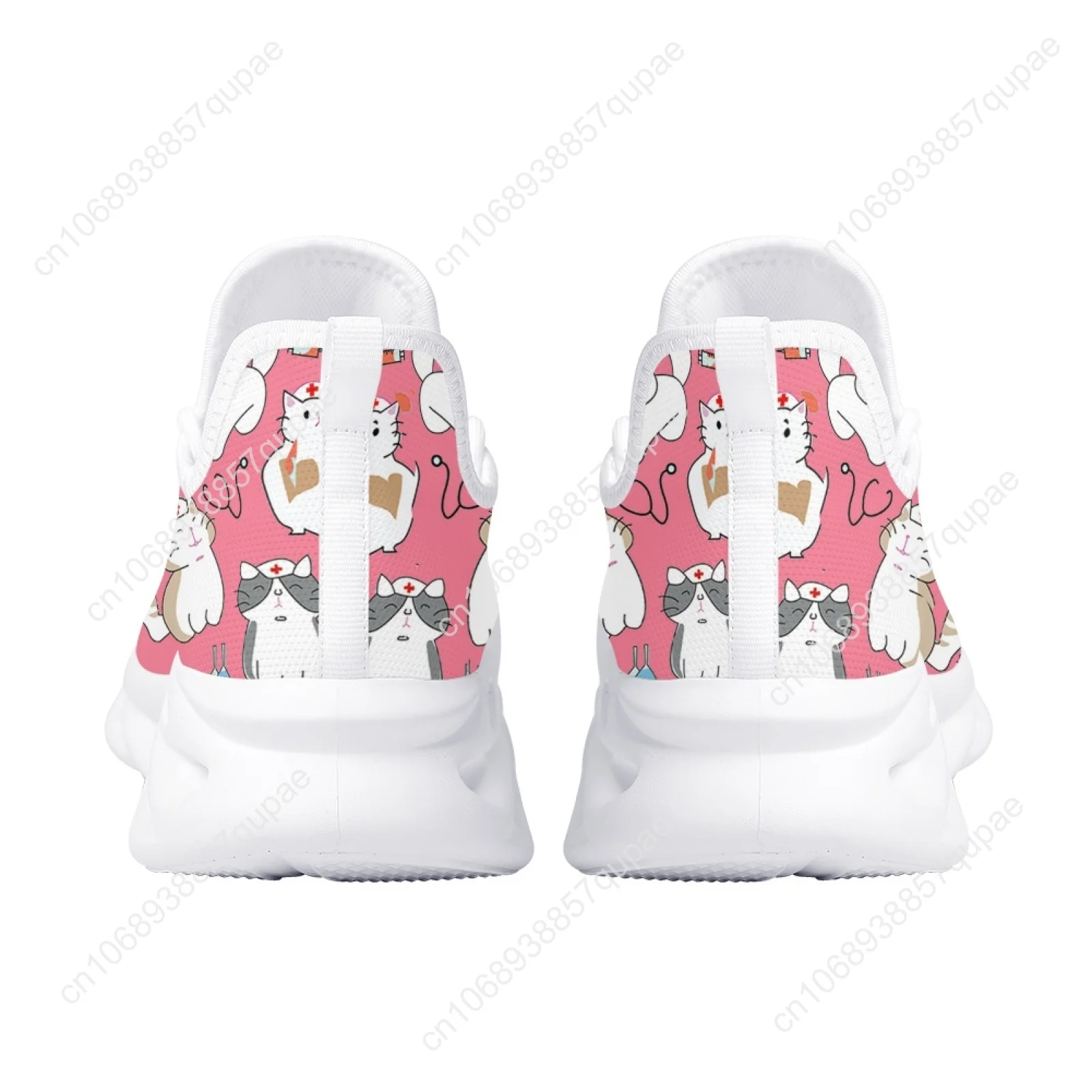 Verpleegster Kat Cartoon Kat Print Flats Sneakers Schoenen Heren Dames Sportschoenen Mode Hoge kwaliteit DIY Sneaker Op maat gemaakte schoen