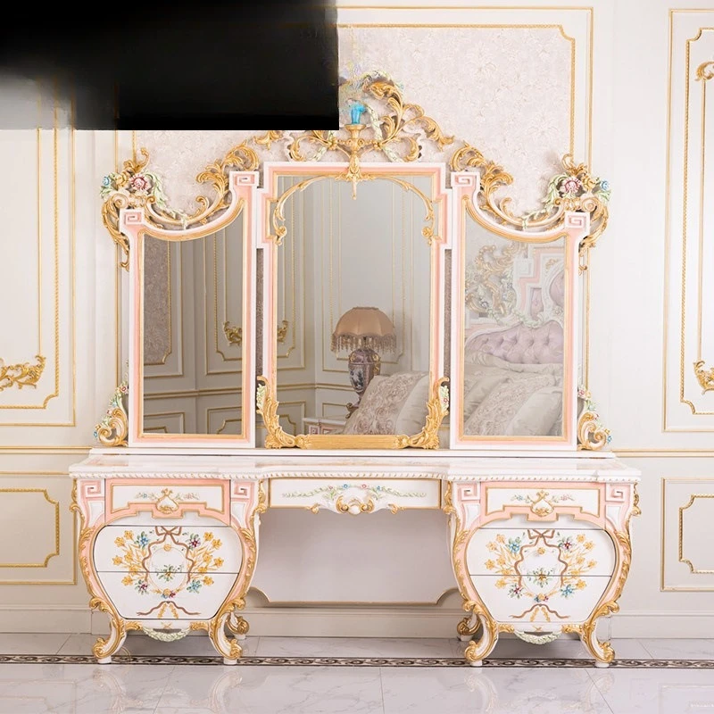 Palace style luxury dresser large apartment 1.6 meters dresser mirror chair