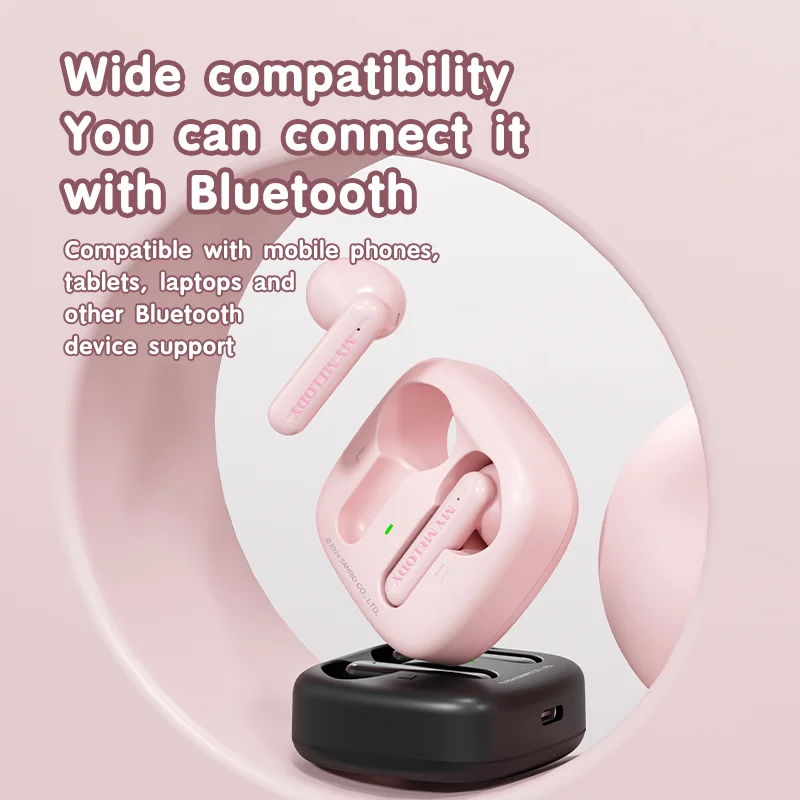 Bluetooth 5.4ワイヤレスヘッドセット,h19,h19,tws,hello kitty,cawaii,cinnamoroll,ノイズリダクション