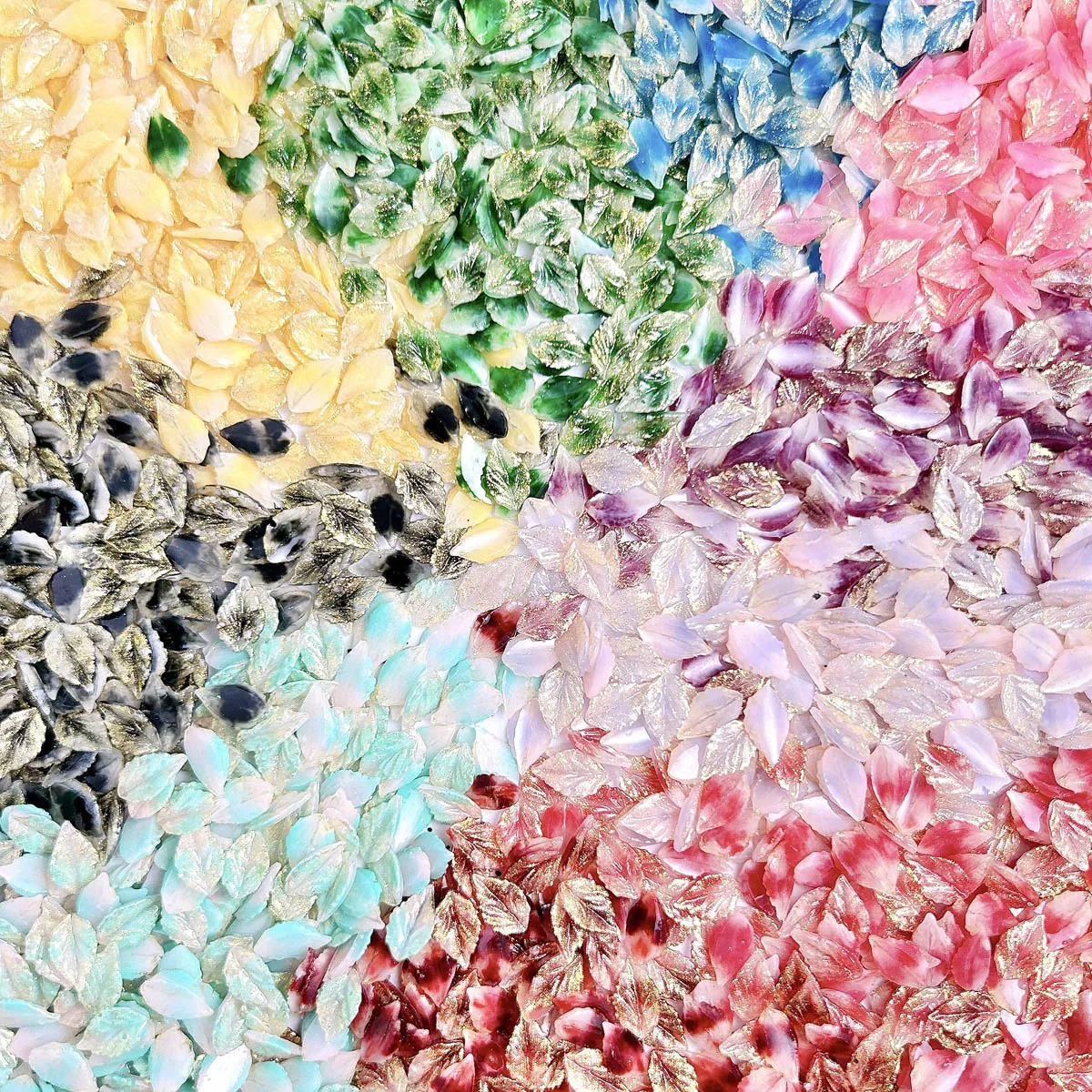 

100Pcs Shimmery Colorful 3D Resin Leaves Nail Charms Glow-in-the-Dark Leaf Nail Art Decorations Manicure DIY Accessories