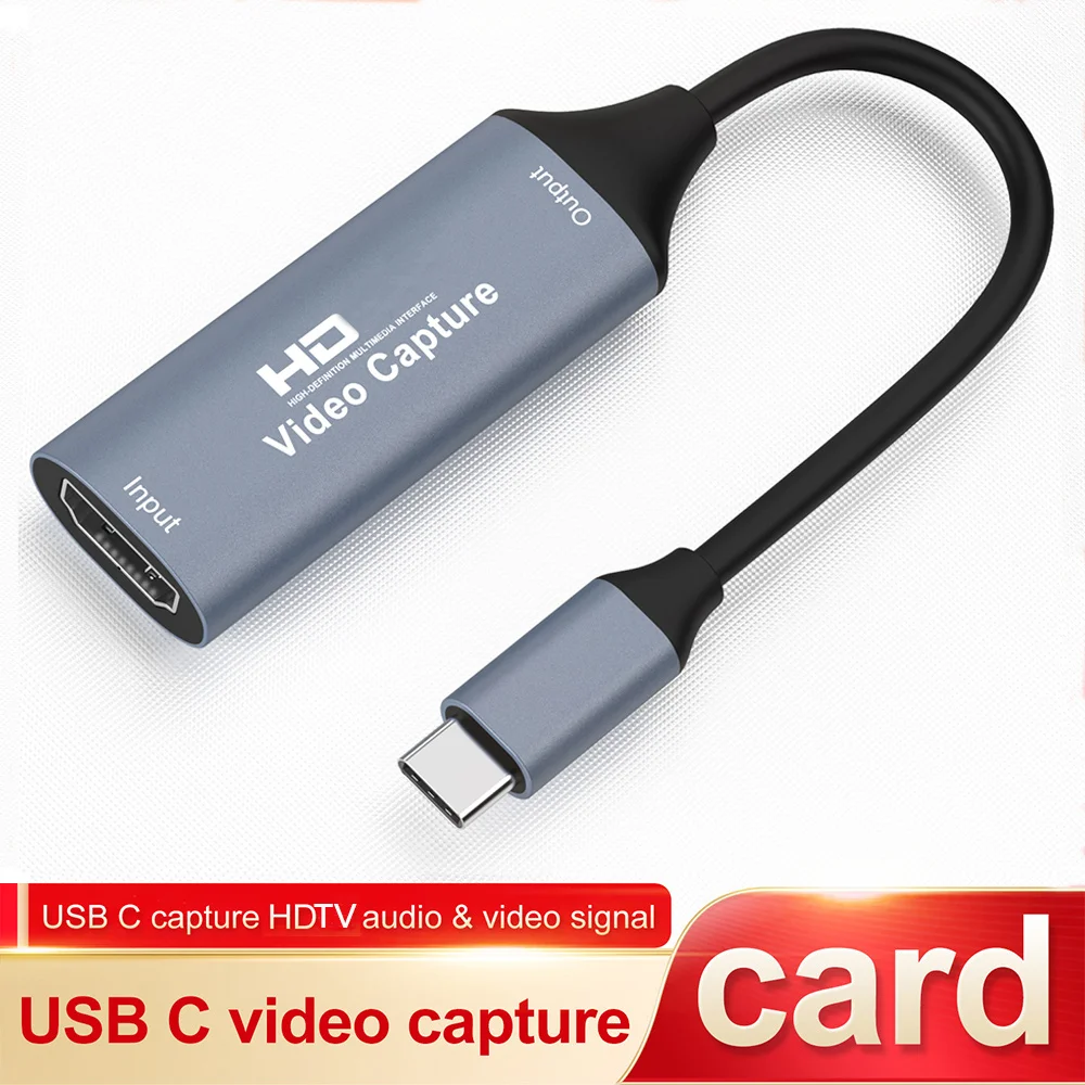 HDMI-Compatible To Type-C 2.0 Video Grabber Box Game Capture Device for Macbook PS4 PC Computer Laptop Game DVD Camera Recording