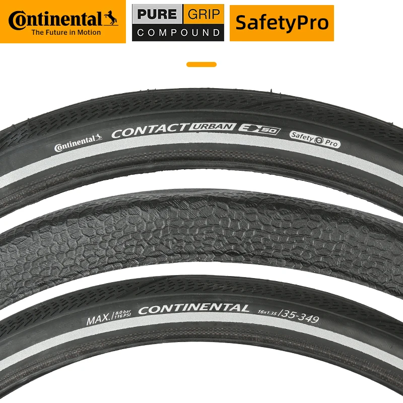 Continental Bike Tire Contact Urban 16 x 1.35 35/349 Stab-proof Bicycle Foldable Tire for Folding Bike with Reflective Strip