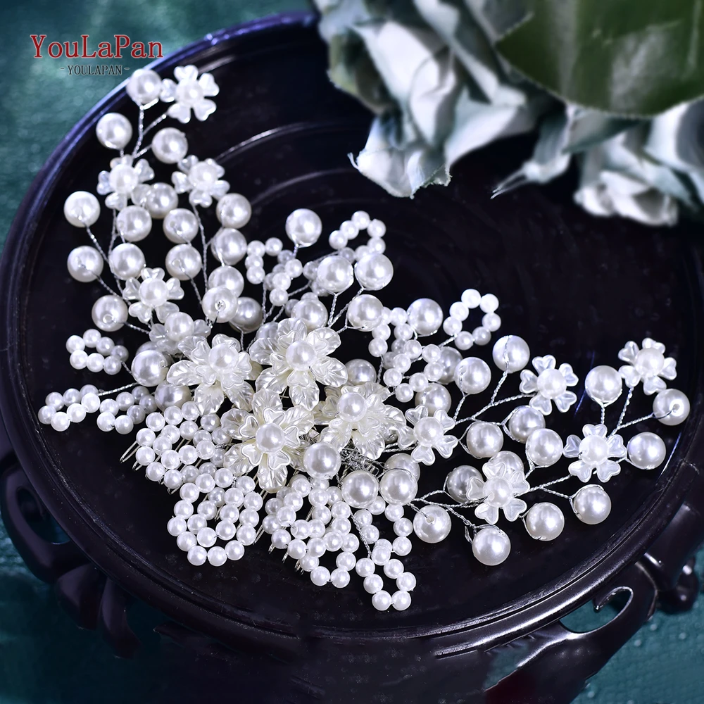 

YouLaPan Luxury Pearl Wedding Headpiece Hair Comb Bridal Tiara Party Headdress Women Banquet Women Hair Style Head Comb HP819