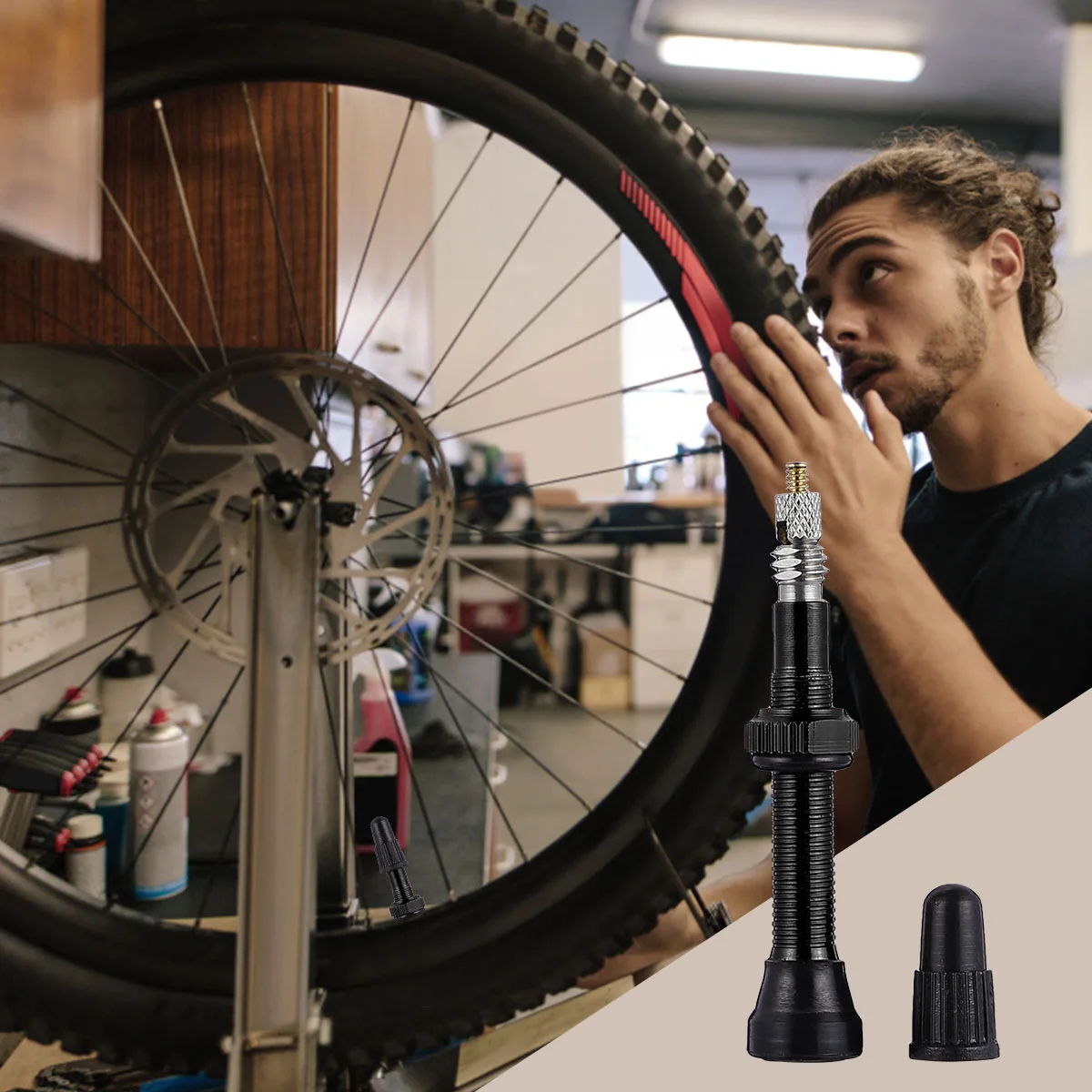 

1pc French Valve 40Mm Black O-Ring Design Tubeless Tire Inflating Valve For Mountain Bike Cycling Bicycle Accessories