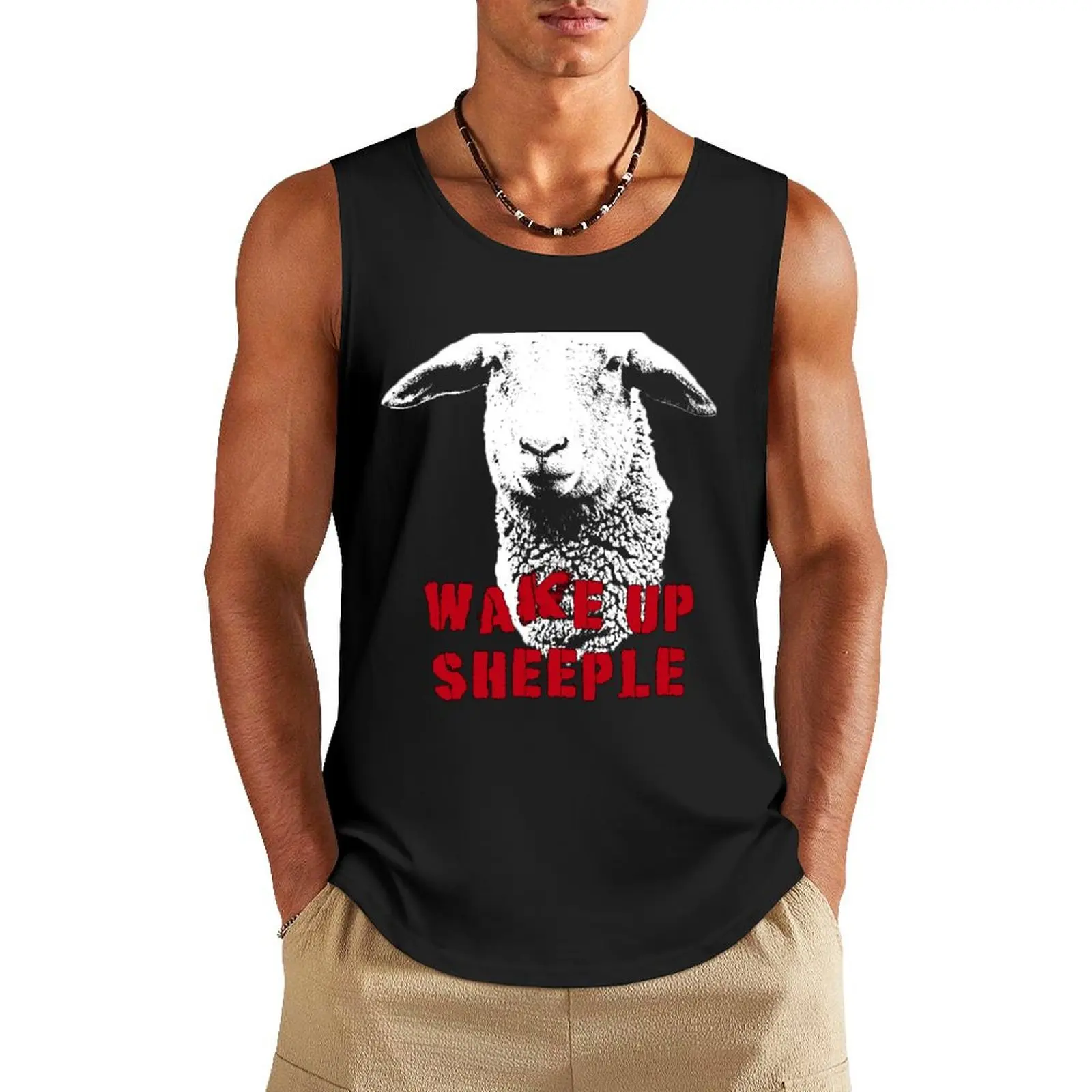 

Wake Up Sheeple, Sheep Tank Top gym clothes for man Gym man Vests T-shirt male