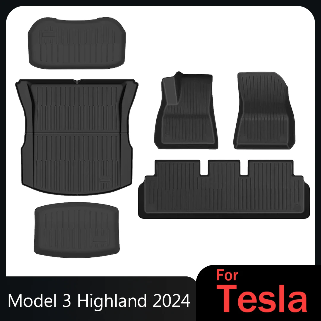 Newest Tesla Model 3 Highland 2024 Floor Mats Cargo Liners Mat TPE Waterproof Protective Pads Model 3 2024 Highland Accessories