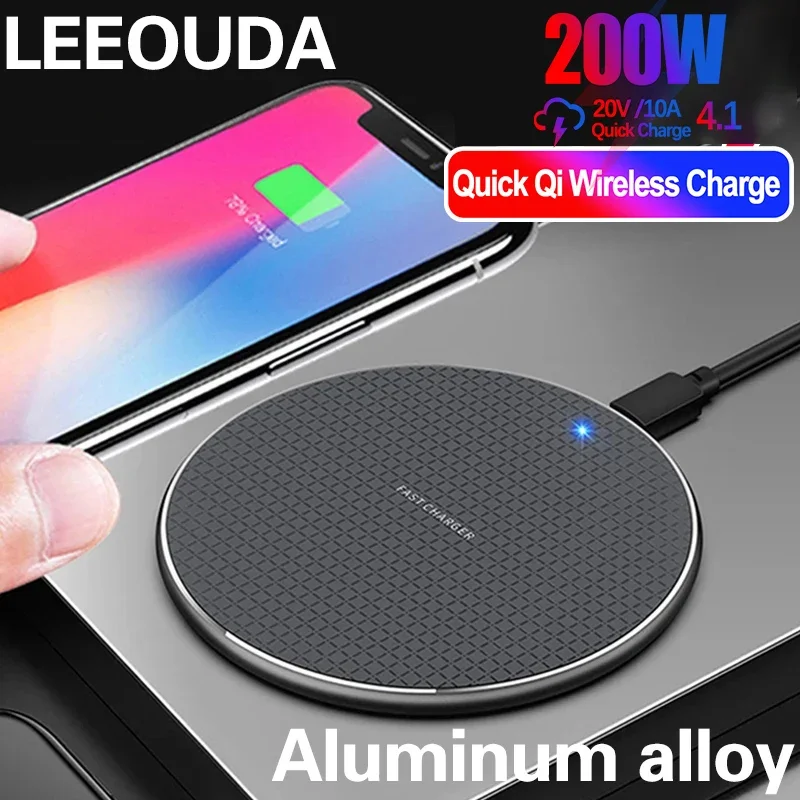 Cargador inalámbrico de 200W, almohadilla de carga súper rápida para iPhone 14, 13, 12, 15, Xs Max, X, XR Plus, Ulefone, Doogee, Samsung Note 9,