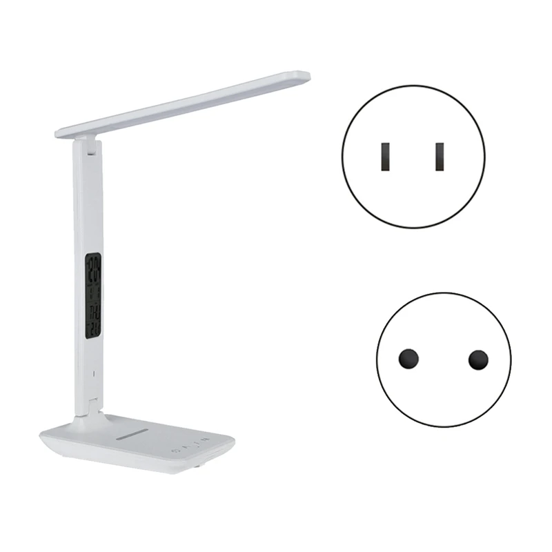 

LED Desk Lamp With Wireless Charger, USB Charging Port, With Clock, Alarm, Date, Desk Lamps For Home Office