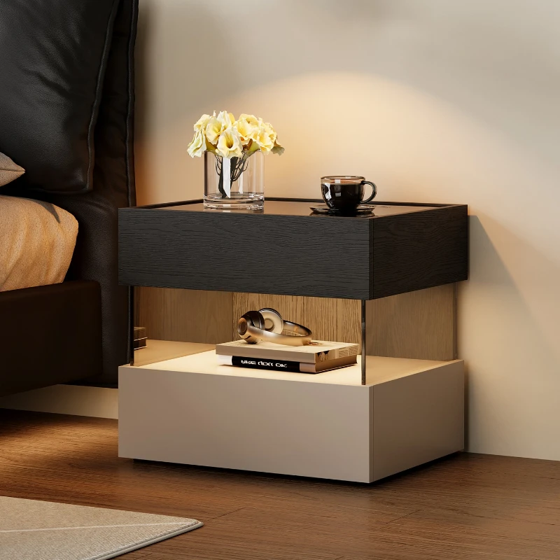 

light luxury minimalist bedside table storage master bedroom high-end bedside niche cabinet comfortable mesitas noche Furniture