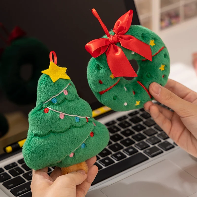 سلسلة عيد الميلاد الزنجبيل أفخم دمية قلادة منزل إكليل الجوارب قفاز قبعة شجرة ثلج ألعاب من نسيج مخملي شجرة عيد الميلاد الديكور