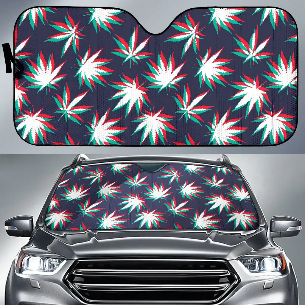 

Trippy Hemp Leaves Reggae Pattern Print Car Sun Shade