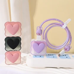 3D Love Heart Charger Protector Cover for Apple Charger 18W 20W Silicone Case Cable Winder For iPhone Power Adapter Sleeve