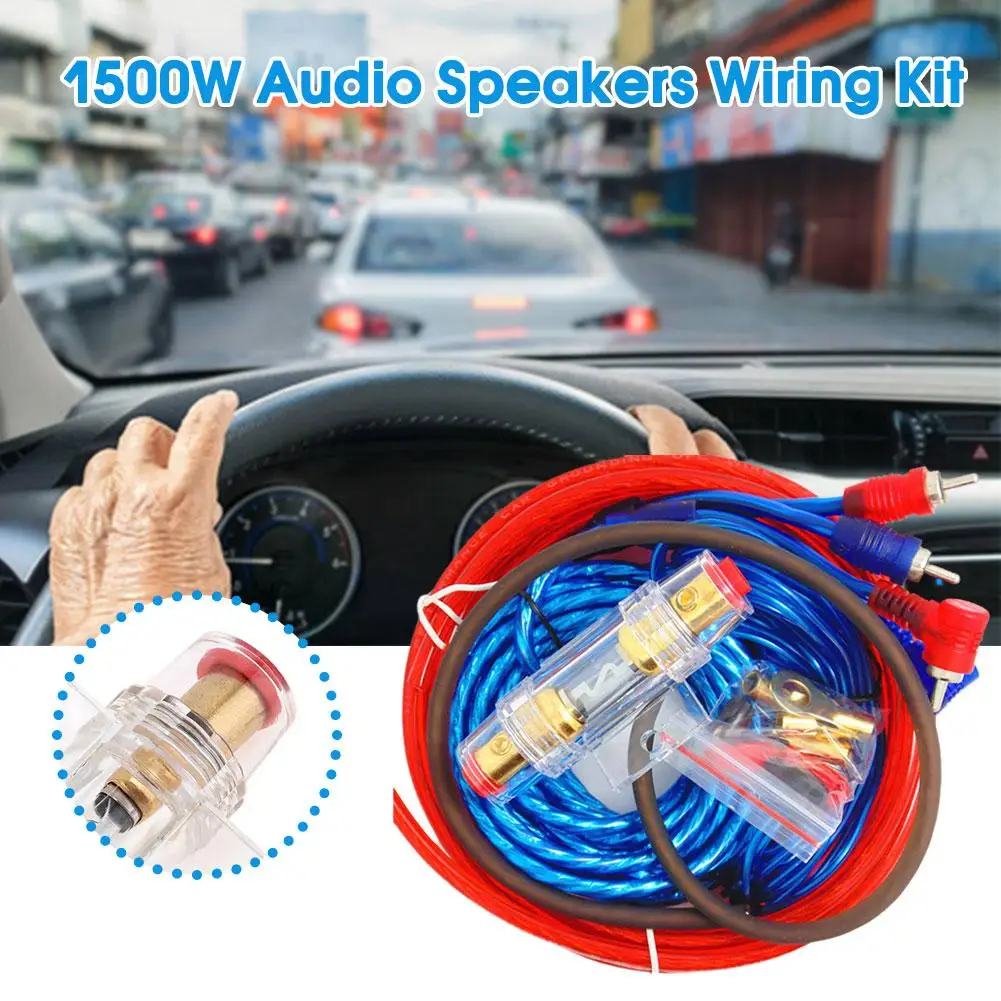 

1500W Audio Speakers Wiring Kit 8GA Car Audio Wire 60 AMP Fuse Holder Car Audio Line For Car Modification For Auto Vehicle F0Q3