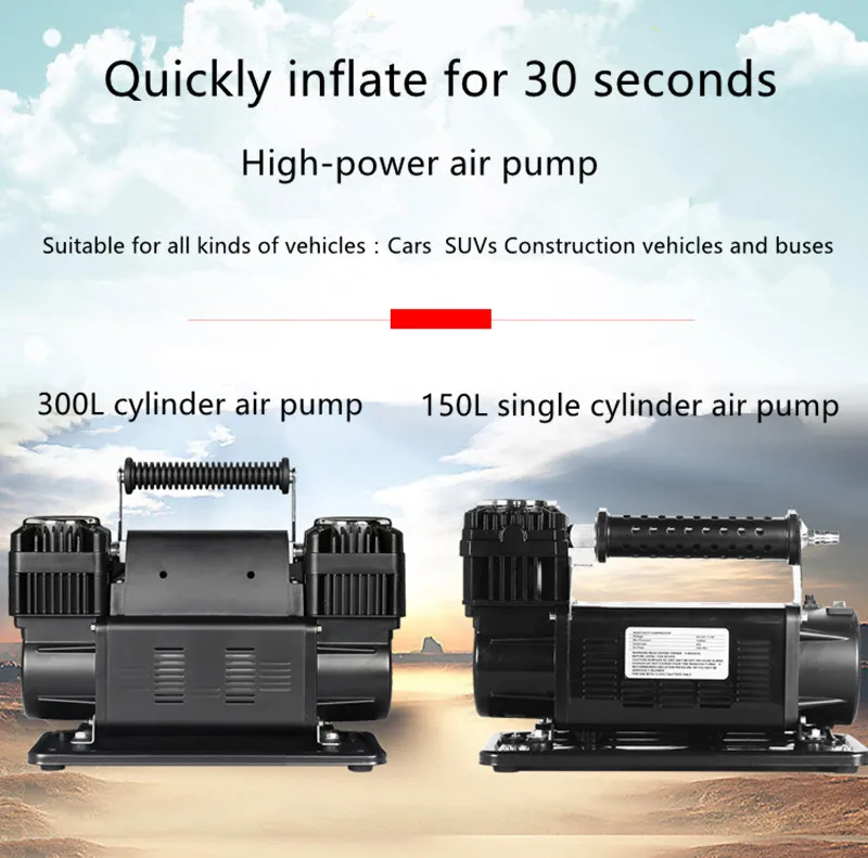 3663 Tire Inflator 300L/Min 150 PSI Portable Air Pump Pressure Pump Tire for Car Tires Trucks & Inflatables