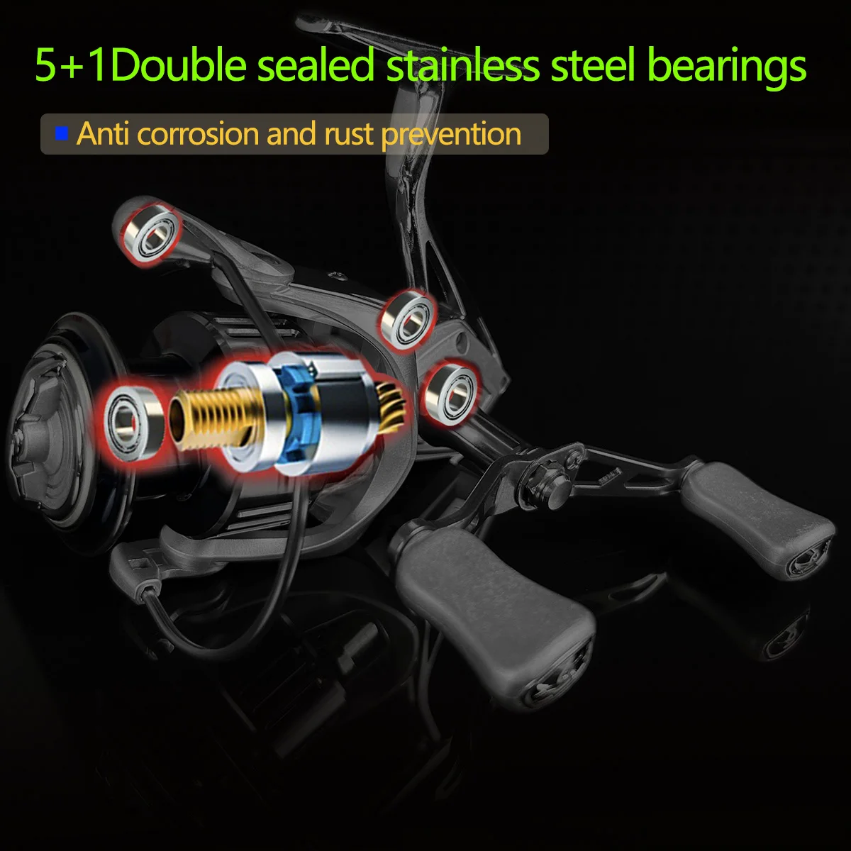 All Metal Rocker Arm/Line Cup/Foot Spinning Fishing Reel Waterproof Designs Seawat Stainless Steel Bearings Antirust Wheel 5.2:1