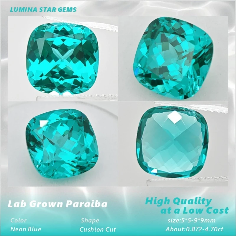 

lab Grown Paraiba Cushion Cut Charm Gemstone for DIY Advanced Jewelry Rings Earrings Making Materials Selectable AGL Certificate