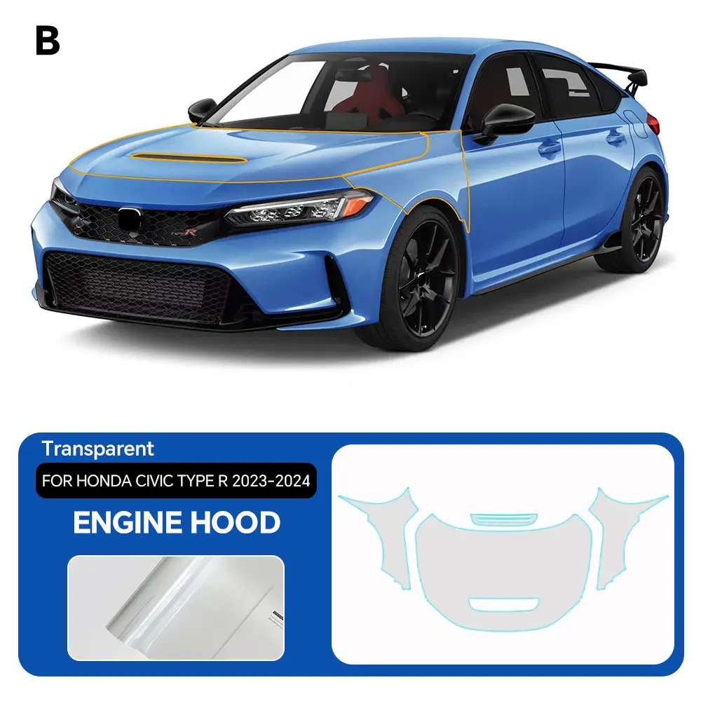 

For Honda Civic Type R 2023 2024 TPU Paint Protection Film Self-Healing Clear Bra Pre-cut PPF Car Body Anti-Scratch Resistant