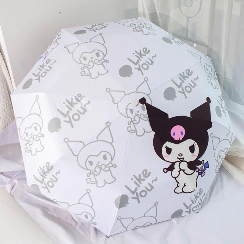 Pompompurin Automatic Umbrella Kawaii Sanrio Anime Kuromi Pochacco Female Sunny Rainy Lovely Sunshade Vinyl Sunshade Kid Gift