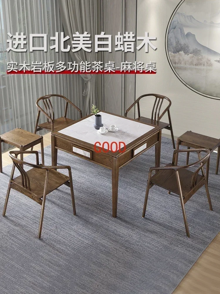 Solid Wood Mahjong Machine Automatic Household Electric Mahjong Table Dining Table Dual-Use Mute Machine