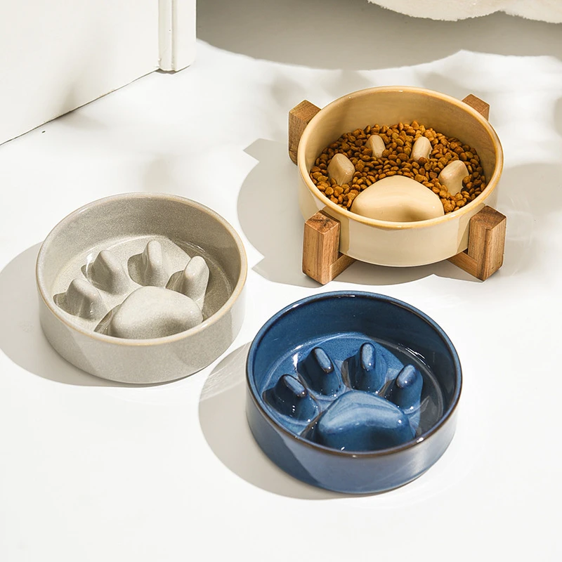 New Slow Food Bowl Ceramic Food Bowl for Dogs and Cats Slow Food Bowl Pet Supplies Anti Knock Anti Choke Feeder Dog Accessories