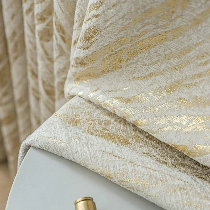 Custom Size Cream Style Modern Light Luxury Curtains for Living Dining Room Bedroom High End Gilded Thickened Chenille Tulle