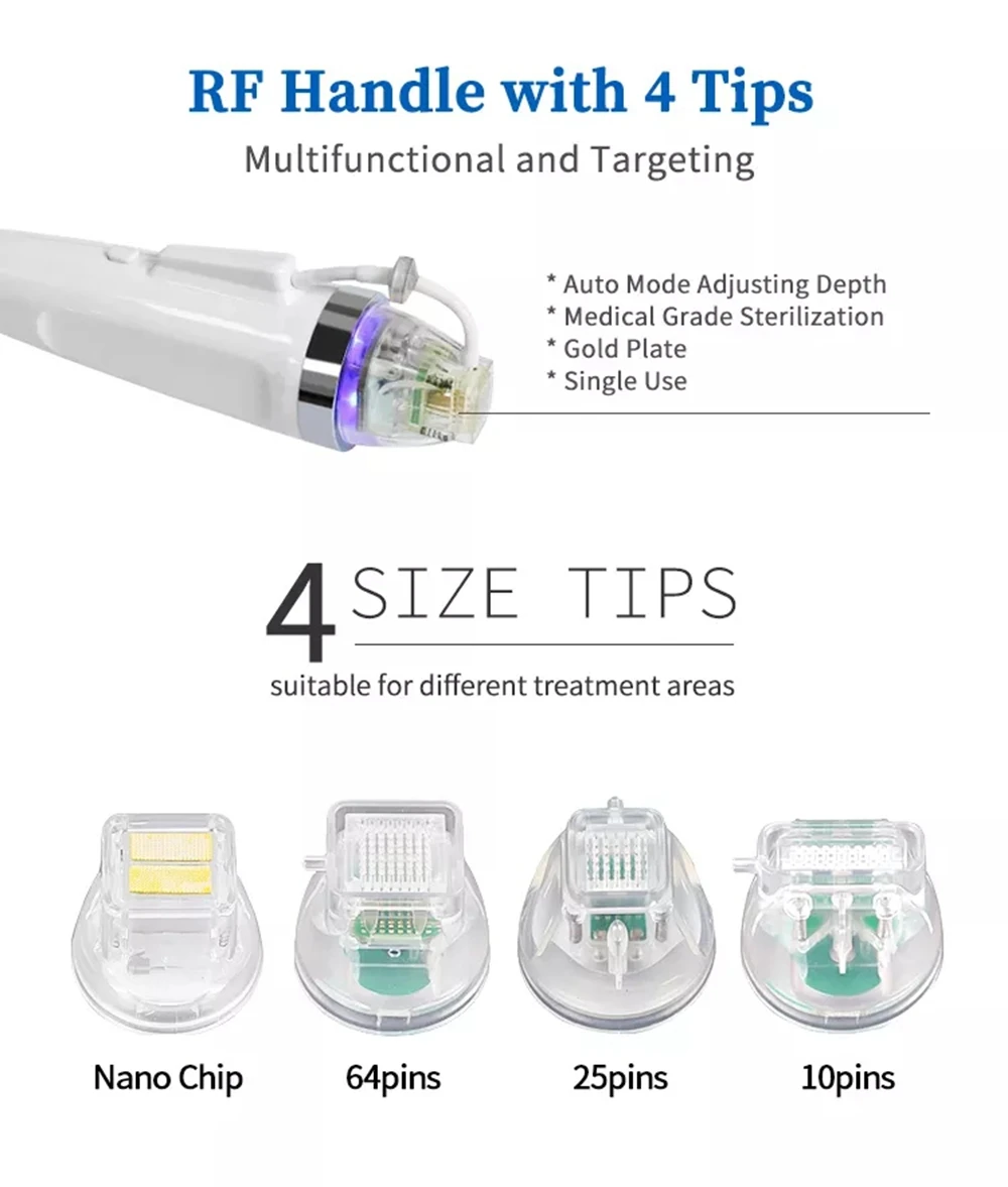 ตลับหมึก microneedling RF แบบใช้แล้วทิ้งสำหรับเครื่อง RF Microneedle อะไหล่เข็ม10/25/64พิน