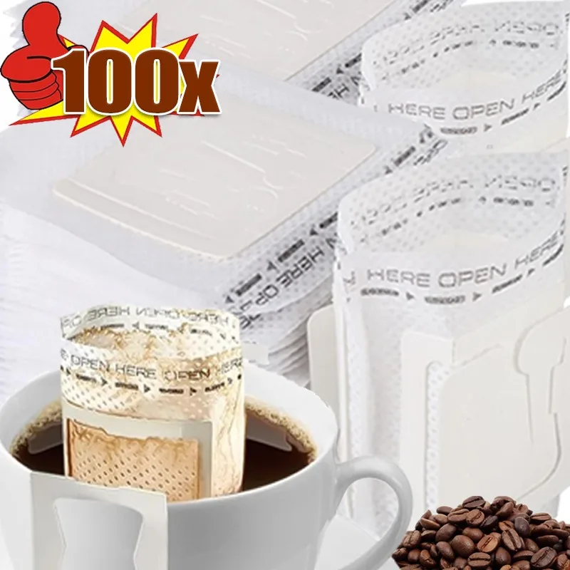 50/100PCS Coffee Filters Hanging Ear Coffee Bag Portable Espresso Paper Pack Disposable Drip Bags Eco-Friendly Hand Pour Tea Bag