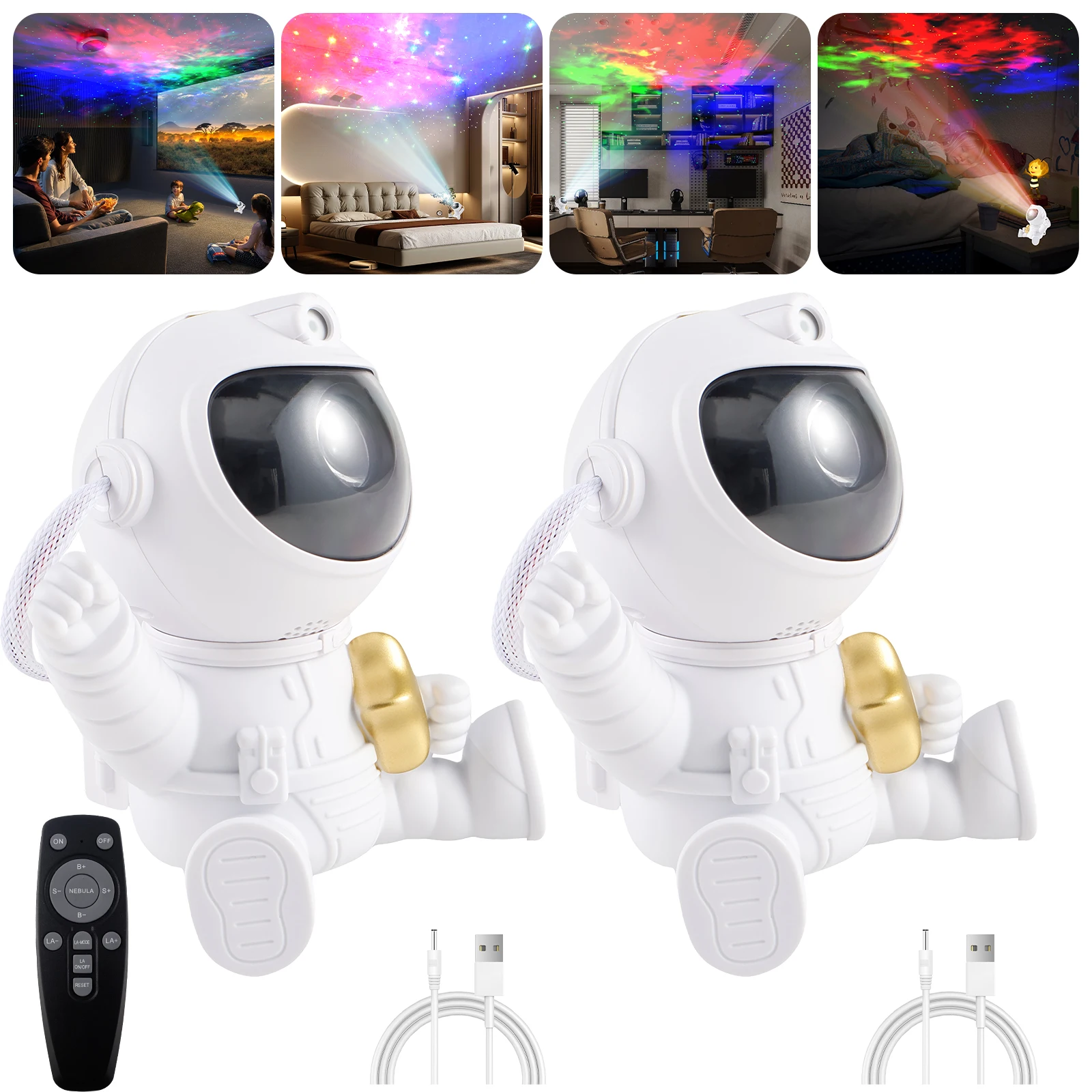 

Astronaut Star Projector Adjustable Star Projection Night Light with Star Mode and Brightness Mode 360°Rotating Star Projector