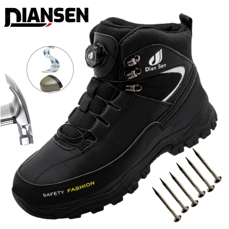 

Men Safety Boots With Steel Toe Cap Anti-smash Work Sneakers Safety Shoes Men Indestructible Work Hiking Warehouse Boots