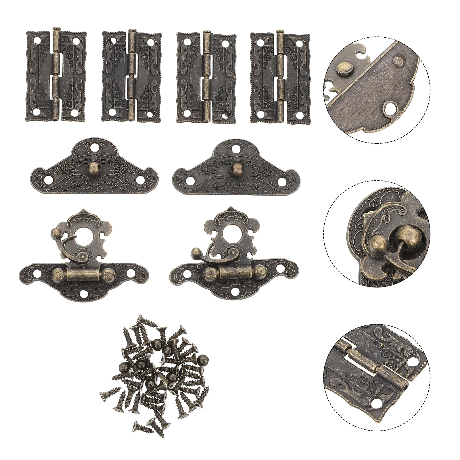

1 set 1 Set Box Clasp Hinge Vintage Wooden Case Lock Buckle For Jewelry Cabinet Drawer Diy Projects Hardware Hinges